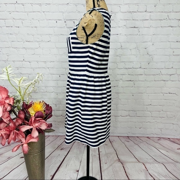 Maison Jules Textured Keyhole Back Striped Fit and Flare Dress - Picture 12 of 14